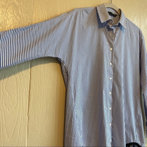 Zara Striped High Low Tassel Hem Button Down Shirt - Picture 4 of 8
